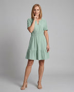 Women's Summer Dress A-Line with Eyelet Embroidery - Front View