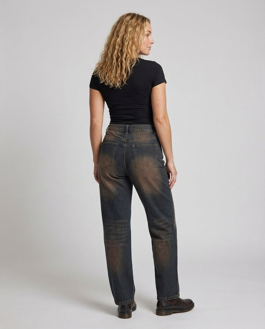 Women's Loose Fit Jeans Vintage Wash - Back View